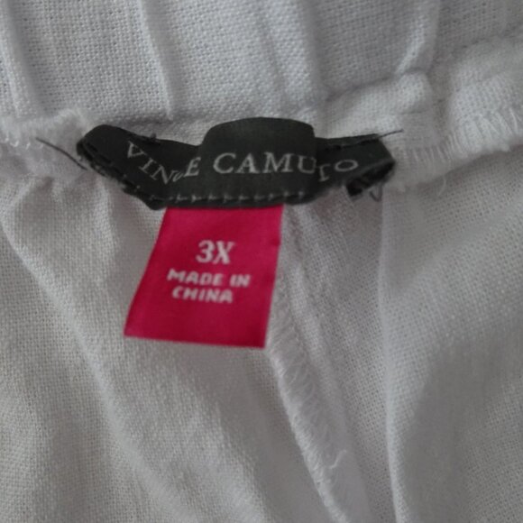Vince Camuto Linen Blend Pants Women's Plus Size 3X White Wide Leg Side Slit - Picture 9 of 12